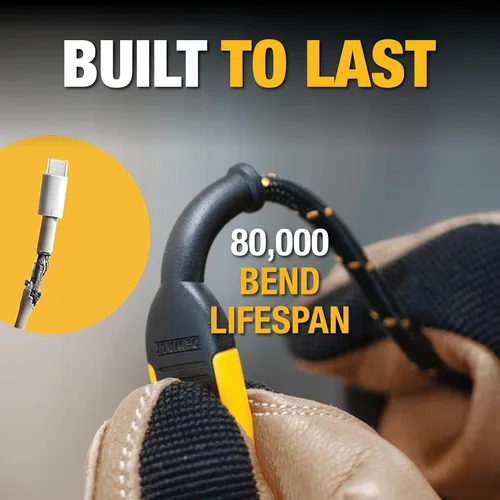 Miniatura 7 de DEWALT Cable USB C resistente, cable de carga USB A a tipo C de nailon trenzado de alta calidad, carga rápida para iPhone 17/16/15, Samsung Galaxy