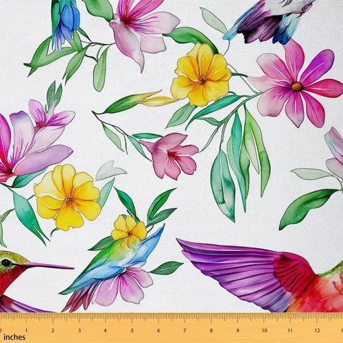 Tela de colibrí de The Yard, Tela de tapicería floral tropical, Tela decorativa de palmera, tela hawaiana para interiores y exteriores, tela