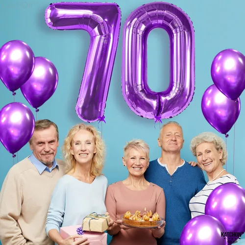 Miniatura 8 de KatchOn Globos gigantes morados del número 70, 40 pulgadas, decoraciones de 70 cumpleaños, suministros de fiesta para celebración de hitos