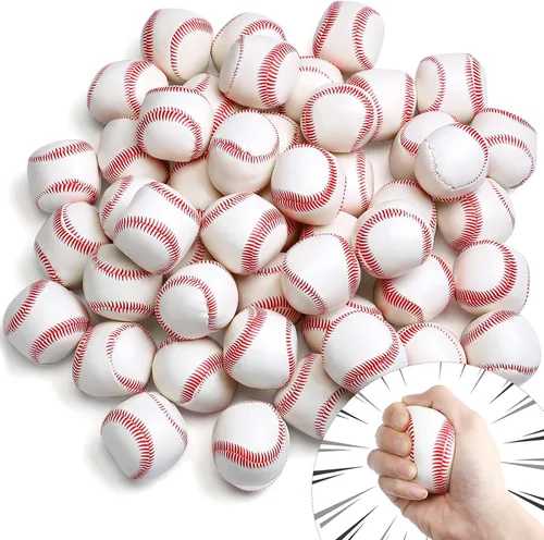 Vinsot 50 unidades de mini bolas de espuma de béisbol sóftbol estrés a granel de 2 pulgadas para aliviar el estrés y la ansiedad, recuerdos de