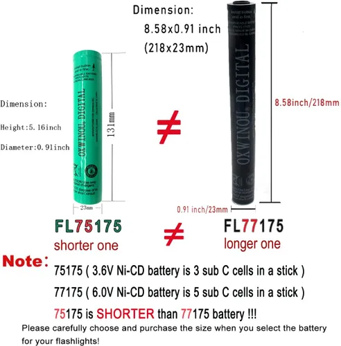Miniatura 5 de XUNTU Batería de 3.6 V 1800 mAh 75175 compatible con Streamlight Stinger DS LED HP XT 75175 75375 75813 75810 PolyStinger Pelican M9 FL126 linterna