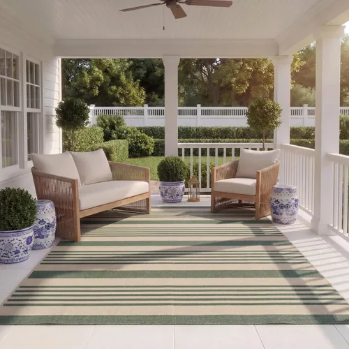 Miniatura 49 de SAFAVIEH Courtyard Collection - Alfombra decorativa, 2.3 x 5 pies, beige y verde oscuro, para interior/exterior, resistente a la intemperie