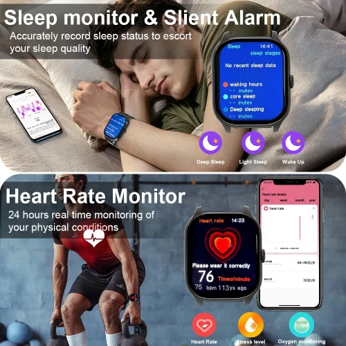 Miniatura 5 de Reloj inteligente (respuesta/hacer llamadas), relojes inteligentes de 2.02 pulgadas para hombres y mujeres, más de 110 modos deportivos, reloj