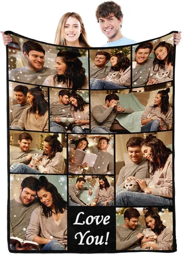 Miniatura 17 de Regalos personalizados para el día de San Valentín para novia, cobijas personalizadas para novio y novia con texto de fotos, regalos personalizados