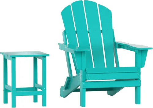 Miniatura 26 de WO Home Furniture - Juego de 3 sillas plegables para exteriores, mesa auxiliar, resistente a la intemperie y a los rayos UV, para césped, jardín