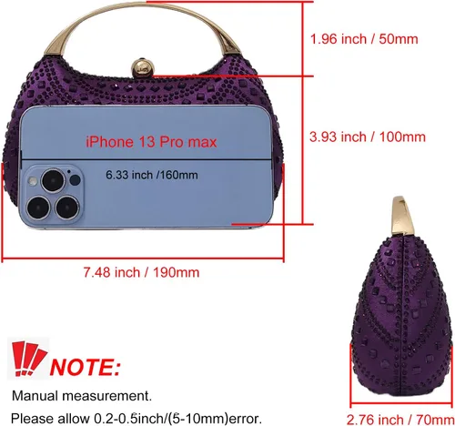 Miniatura 4 de HUANG ZHUANG Elegante bolso de mano de cristal con diamantes de imitación para mujer, bolso de fiesta, boda, baile de graduación, bolsa brillante
