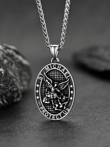 Miniatura 8 de FaithHeart Collar de San Miguel, acero inoxidable, chapado en oro de 18 quilates, amuleto colgante de San Miguel Arcángel para hombres y mujeres