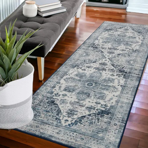 COZYLOOM Alfombra de área de 2 x 6 pies, tribal, envejecida, para entrada, medallón vintage, alfombra para interiores, alfombra de pelo bajo, suave,
