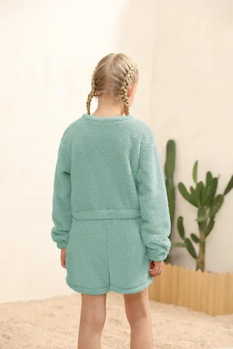 Miniatura 4 de Mafulus Conjunto de pantalones de dos piezas para niñas, cómodos, ligeros, de manga larga, con bolsillos