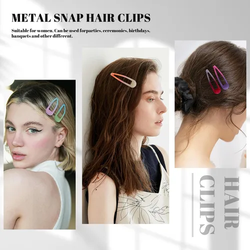 Miniatura 6 de 20 pinzas metálicas para cabello con cierre a presión en forma de gota de agua, pasadores antideslizantes para mujeres, pinzas pequeñas brillantes