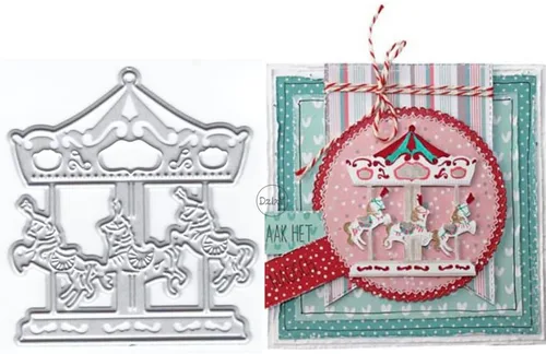 DzIxY Hermoso carrusel de corte de metal troqueles para hacer tarjetas, kit de papel en relieve, troquelados, plantillas de máquina de álbumes de 9