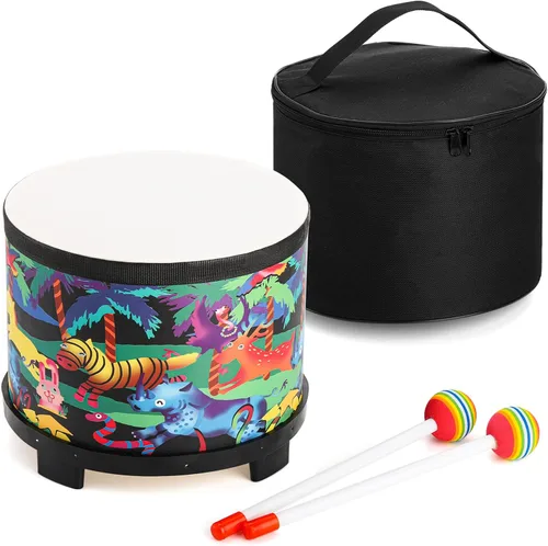 Tosnail Tambor de percusión de 8 pulgadas con bolsa de almacenamiento y mazos, instrumento musical para regalo de cumpleaños de Navidad, selva