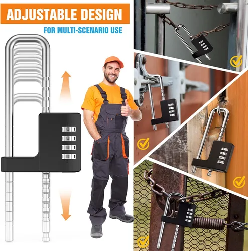 Miniatura 6 de Cerradura de gabinete con combinación, cerradura de armario de combinación ajustable en forma de U para armario de gimnasio, armario, vallas, Negro