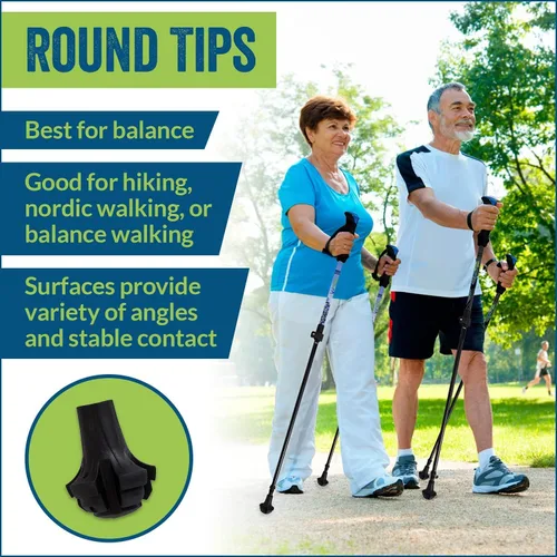 Miniatura 2 de Paquete de 4 puntas de repuesto de goma extra duraderas (pies de repuesto/patas/férulas/tapas) para bastones de trekking - Se adapta a todos