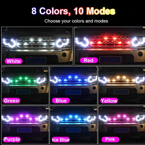 Miniatura 3 de 4 luces estroboscópicas LED RGB inalámbricas con control remoto, 8 colores, 10 modos, recargable por USB, impermeable, anticolisión, luz