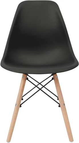Miniatura 7 de Teamson Home Allan - Juego de 2 sillas de comedor laterales de plástico con patas de madera, color negro
