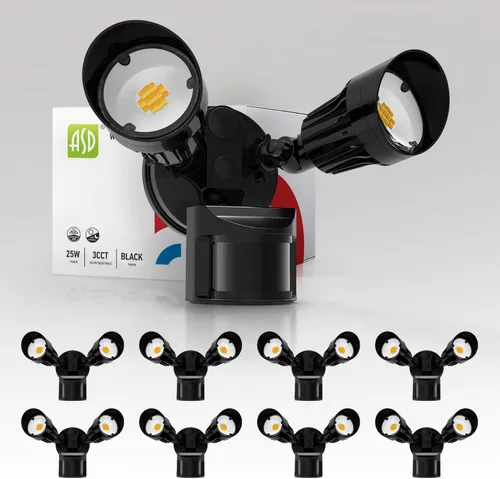Miniatura 9 de ASD Luz LED de seguridad para exteriores de 25 W, 2500 lm, luz de inundación con sensor de movimiento, 3000 K/4000 K/5000 K, IP65 impermeable