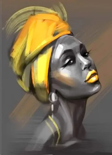 Miniatura 38 de LB Arte de pared de mujer afroamericana, mujer negra con cabello dorado, impresiones de pintura abstracta, belleza moderna negra y dorada para sala