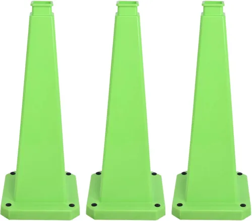 Miniatura 9 de Conos de precaución de 26.5 pulgadas, letreros de seguridad visibles de 4 lados con base de goma pesada, advertencia para prevención de resbalones