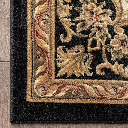Miniatura 7 de Alfombra de pastoral con medallón de tejido suave y grueso, estilo europeo, con diseño floral y tradicional, fácil de limpiar, moderna, clásica