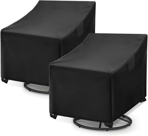 Miniatura 11 de WLEAFJ Fundas Impermeables para Sillas de Exterior, Fundas Negras para Muebles de Patio y Césped, Funda de Asiento Profundo para Sillón de Patio