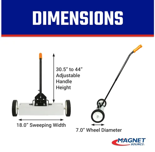 Miniatura 2 de Master Magnetics Barredora magnética con ruedas – Barredora magnética con mango ajustable – Potente herramienta magnética para uso en césped