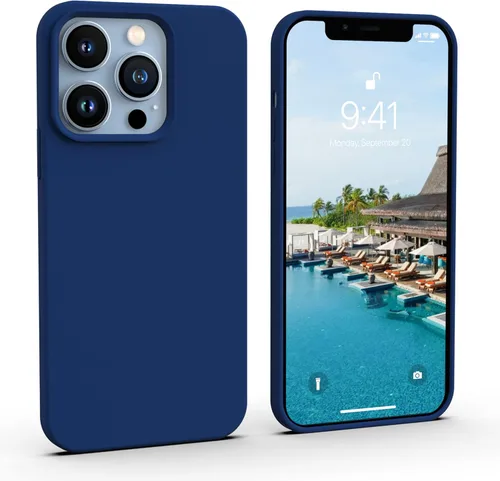 Miniatura 13 de IceSword Compatible con iPhone 13 Pro Max, funda protectora delgada de silicona líquida para teléfono, suave mate lindo para hombres y mujeres, Azul