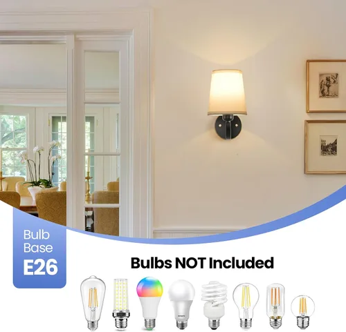 Miniatura 6 de Juego de 2 Apliques de Pared, Lámparas de Pared Modernas para Dormitorio, Apliques Luminaria de Pared con Pantalla de Tela Beige, Lámparas de Pared