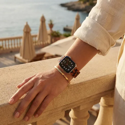 Miniatura 6 de Correas de resina compatibles con Apple Watch de 1.496 in 1.575 in 1.614 in 1.654 in 1.732 in 1.772 in, Barcelet de resina ligera con hebilla