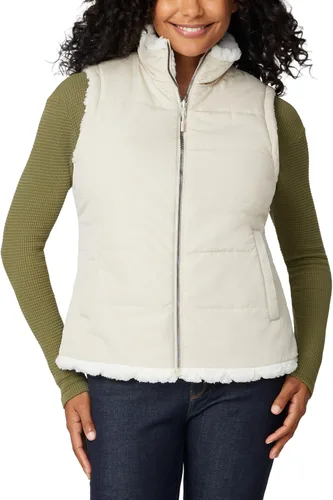Miniatura 8 de Free Country Chaleco reversible acolchado de forro polar sherpa ligero con bolsillos con cremallera, chaleco de invierno para damas, aventura