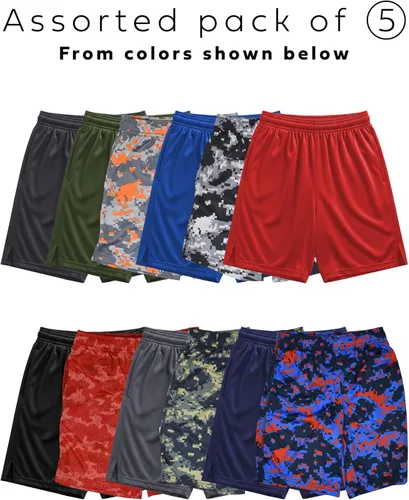 Miniatura 14 de Andrew Scott Pantalones cortos deportivos de baloncesto para niños con rendimiento activo y estilo de malla, varios paquetes