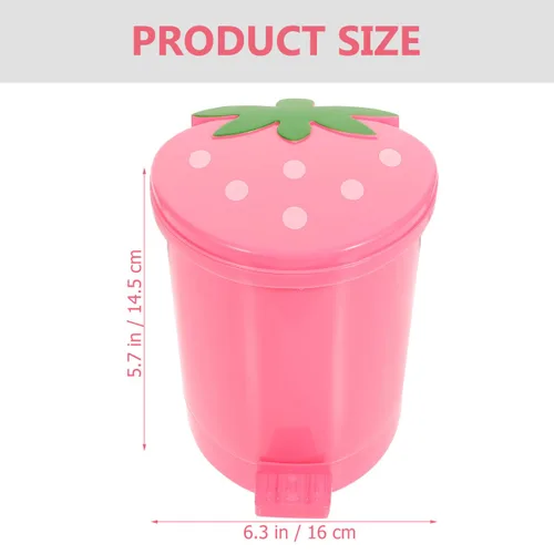 Miniatura 7 de Papelera de escritorio, contenedor de plástico rosa con tapa, tamaño mini para oficina en casa, decoración creativa
