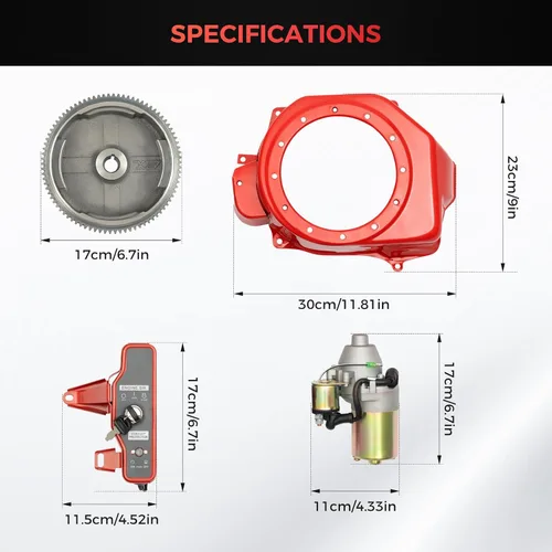 Miniatura 8 de Kit de conversión de arranque eléctrico para motor GX160/GX200 - Motor de arranque de 12 V, volante e interruptor de llave Kit de motor