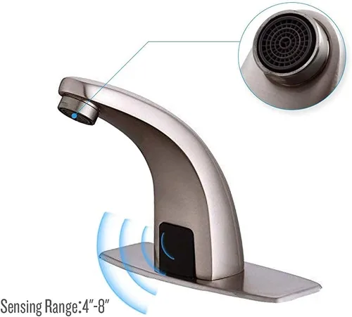 Miniatura 3 de Grifo automático de baño sin contacto, sensor de movimiento activado manos libres cepillo mezclador sensor de níquel con placa de cubierta..