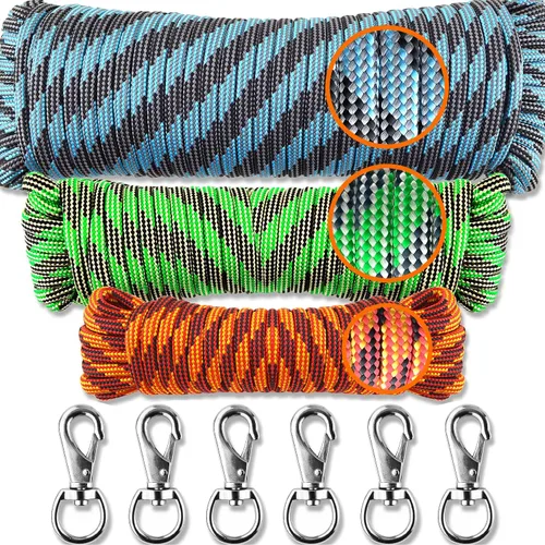 Miniatura 17 de Wellmax Cuerda de nailon trenzada de diamante con tratamiento UV y resistente a la intemperie, paquete de 2 unidades de 1/4 pulgadas x 100 pies