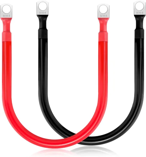 Miniatura 17 de Cable de batería de 2 AWG, 2 unidades, cables de batería de 5.9 pulgadas con terminales de anillo M8, cables de batería marinos de cobre puro, cable