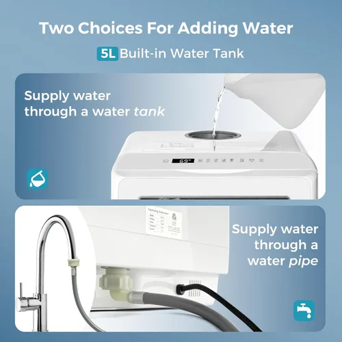 Miniatura 8 de EUHOMY Lavavajillas de encimera portátil con 6 programas, tanque de agua incorporado de 1.3 galones para apartamentos, alta temperatura de 75℃, sin