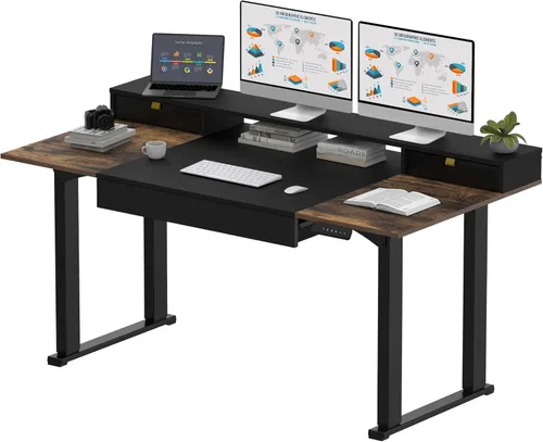 Miniatura 15 de SANODESK Escritorio de pie de 4 patas, escritorio eléctrico ajustable en altura con ajustes preestablecidos de memoria para oficina en casa, Blanco