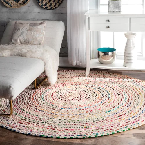 Miniatura 18 de nuLOOM Tammara - Alfombra bohemia trenzada a mano, algodón, hecha a mano, ecológica, colorida, roja, azul, rosa, amarillo