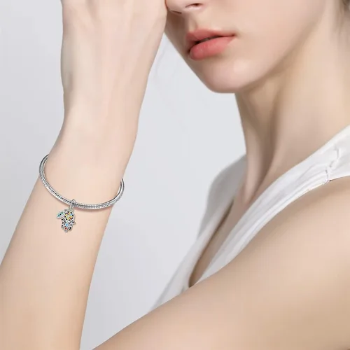 Miniatura 3 de AIEGNOS Dijes de Hamsa de mal de ojo para pulsera collar de plata de ley 925 cuentas de mal de ojo de Fátima para manos de serpiente europea