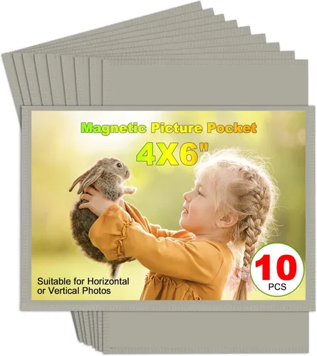 Miniatura 37 de Marco de Fotos Magnético Negro CHUNNIAO 4X6 para Refrigerador, Fundas de Imanes de Fotos Negro 4X6" 10PCS