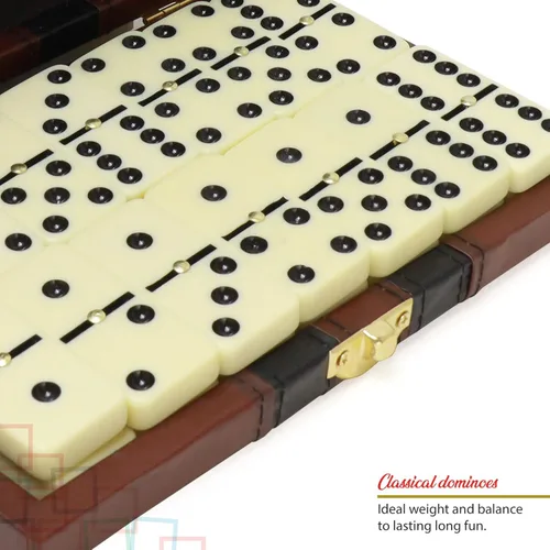 Miniatura 7 de ERLLE - Juego de dominó doble de primera calidad, juego de dominó jumbo con funda de cuero, juego de dominó clásico para adultos y niños, apto