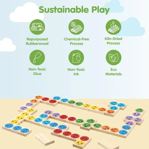 Miniatura 3 de PlanToys Dominó del estado de ánimo para el aprendizaje social emocional inspirado en Montessori Actividad de emparejamiento, reconocimiento