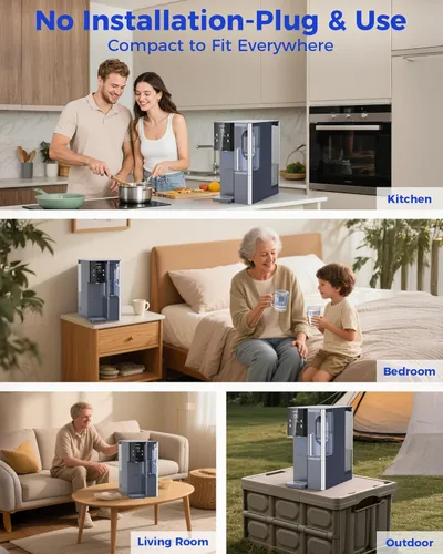 Miniatura 5 de Sistema de filtro de agua de 7 etapas por ósmosis inversa de mostrador, 528 galones de filtración de agua RO con jarra portátil, NSF/ANSI Ct910-azul