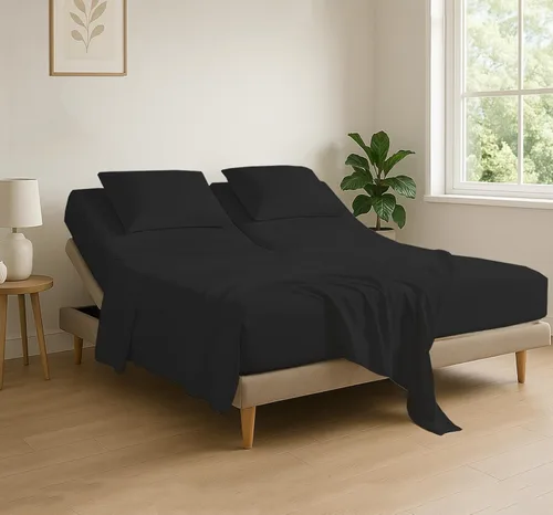Juego de 4 sábanas de cama King con cabeza flexible de Cottingon, sábans superiores divididas de 34 pulgadas para camas ajustables Sleep Number,