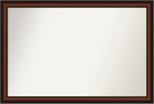Miniatura 326 de Amanti Art Espejo de pared personalizado no biselado (24 x 27 pulgadas), marco estrecho de nogal chipre - varios tamaños personalizados - Espejo