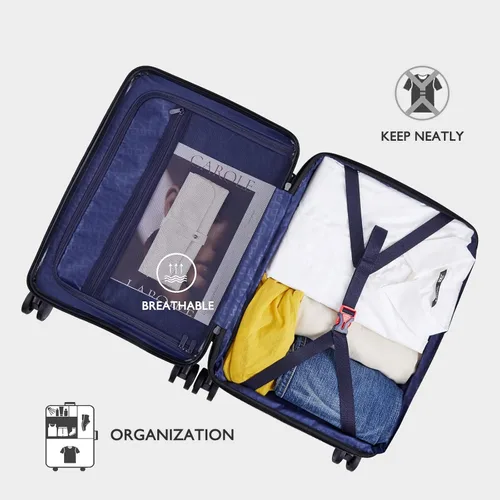 Miniatura 6 de Verage Greenwich EXT equipaje de mano, maleta rígida con ruedas giratorias con bolsillo frontal para viajes, aprobado por la TSA, Negro -, Recyle