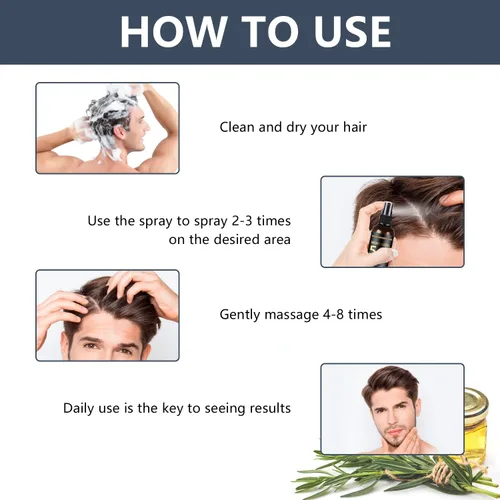 Miniatura 7 de Spray para el crecimiento del cabello y la barba de minoxidil al 5 % con biotina para hombres y mujeres, regeneración del cabello, tratamiento