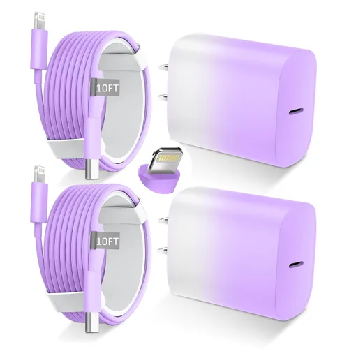 Miniatura 24 de DiHines Cargador rápido para teléfono 14 13 12 11, cable de carga Lightning de 3 pies con bloque de carga USB C de 20 W para teléfono 14/14 Pro