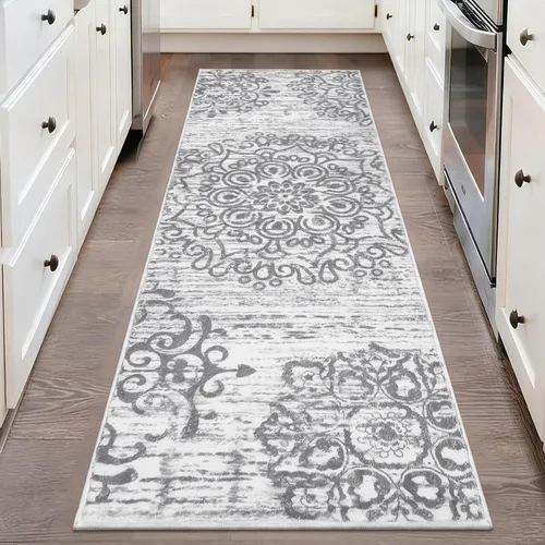 Miniatura 106 de HEBE Alfombra Pasillo 2'x10' Lavable Vintage Desgastada Alfombras de Área Antideslizante Alfombra de Lavandería Boho Alfombras de Piso para Pasillos